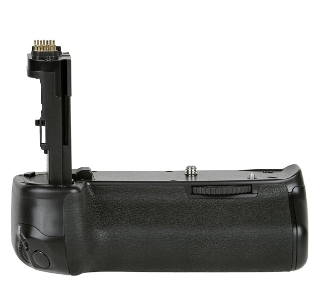 Poignée d’alimentation ayex sur un Canon EOS 6D Mark II, montrant ses commandes en format portrait