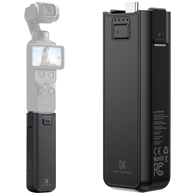 Manche d’alimentation K&F Concept fixé sous un DJI Osmo Pocket