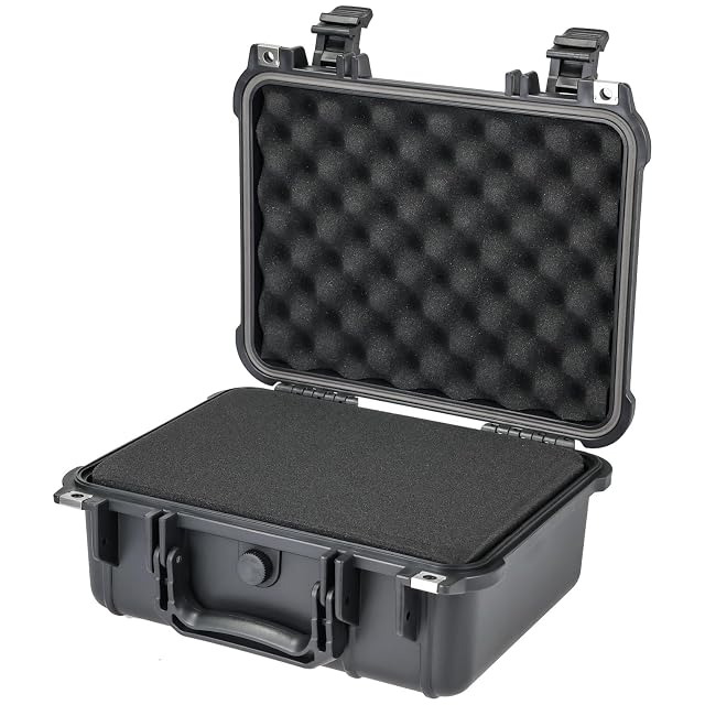 Valise rigide HMF ODK100 ouverte sur sa mousse quadrillée à cubes détachables