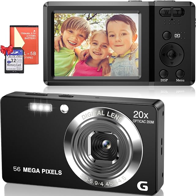 Compact noir FAYIBUY F5 XMXJ avec son écran arrière de 2,7 pouces et son petit objectif fixe