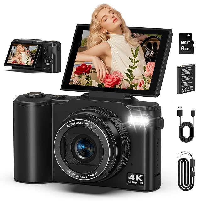 Appareil compact ZMOQNG DC060 noir, son écran de 3 pouces relevé