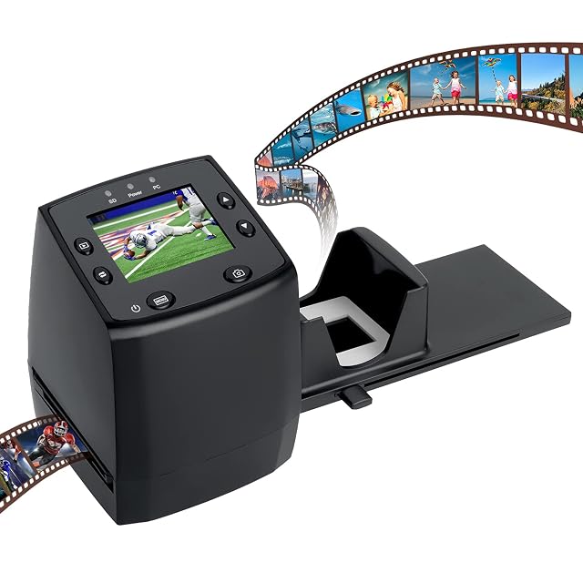Scanner de film DIGITNOW M125 avec un chargeur de diapositives engagé dans sa fente