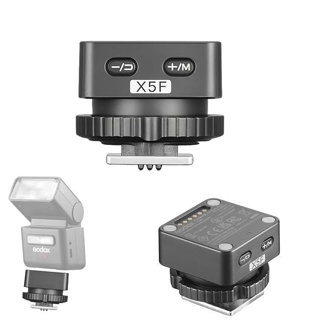 Déclencheur de flash Godox X5F noir, petit boîtier sur griffe porte-flash avec sa bague de verrouillage