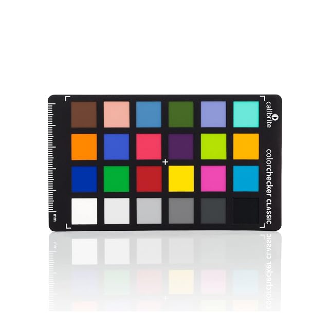 Mire Calibrite ColorChecker Classic Mini montrant ses vingt-quatre plages de couleur