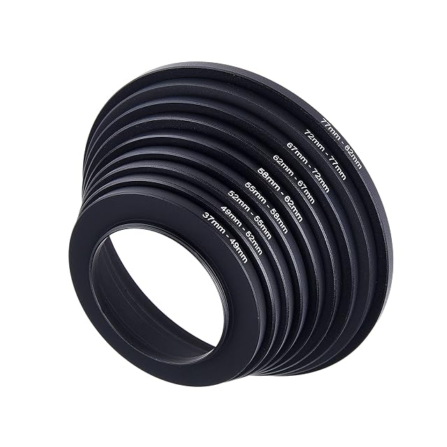 Neuf bagues d’augmentation CamKix disposées de 37 mm à 82 mm
