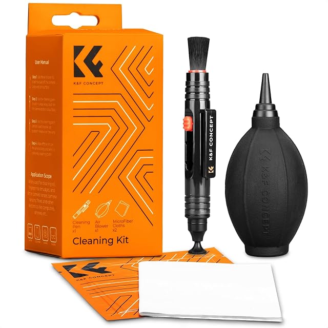 Kit de nettoyage K&F Concept avec sa poire soufflante à valve et son chiffon microfibre