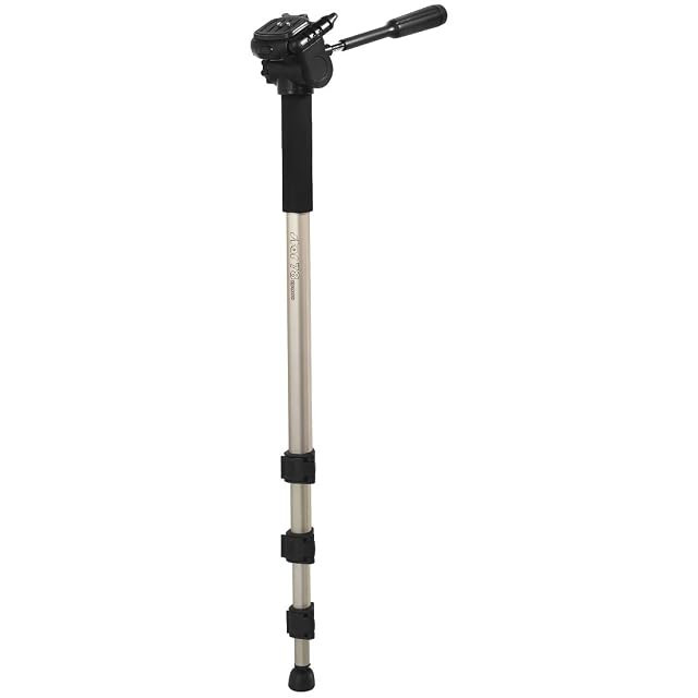 Monopode Hama Star 78 Mono en aluminium champagne, avec sa tête 3 voies et son niveau à bulle