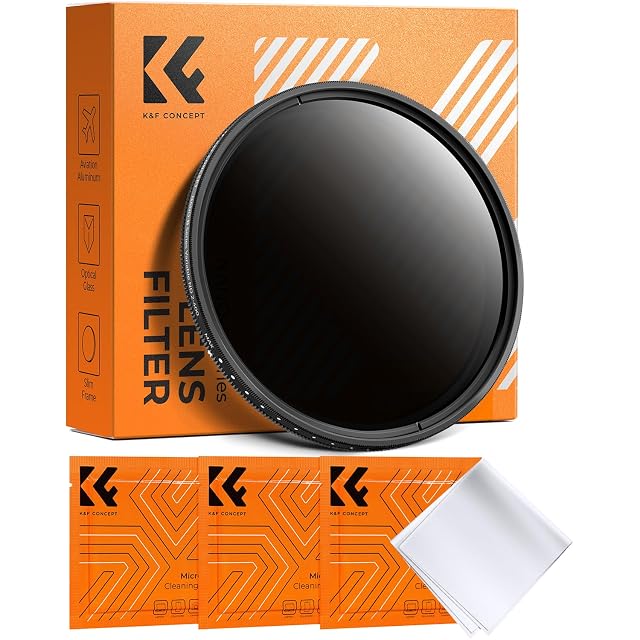 Filtre ND variable K&F Concept avec sa bague moletée à motif trapézoïdal