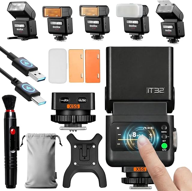 Flash Godox iT32 avec le déclencheur X5-S détaché et posé à côté