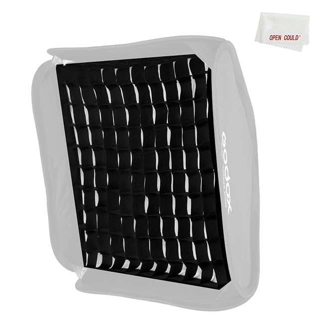 Grille en nid d’abeille noire AMBITFUL posée à plat, dimensionnée pour une boîte à lumière de 60 sur 60 cm