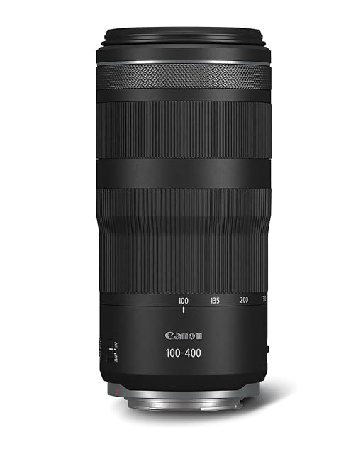 Téléobjectif zoom Canon RF 100-400mm noir, fût déployé, monture RF visible