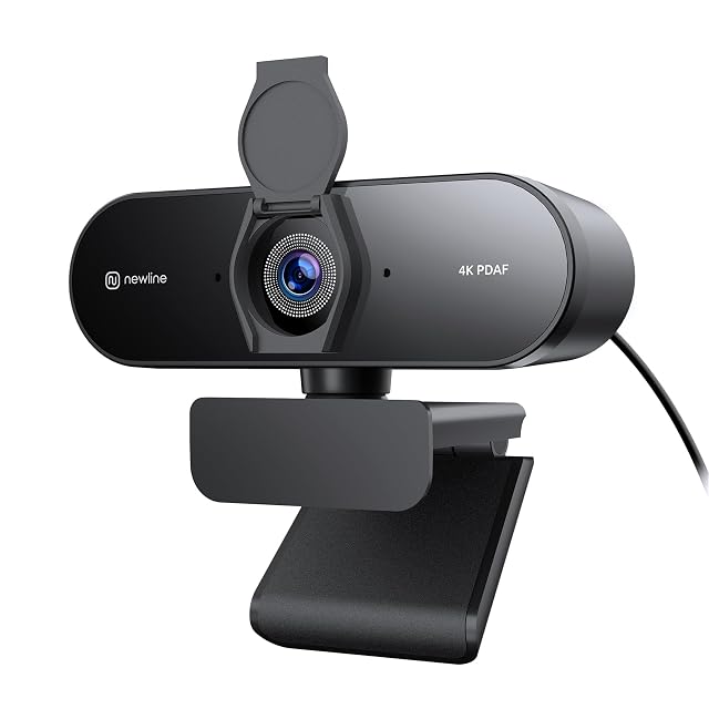 Webcam 4K N newline NewEye62 noire à deux microphones et volet de confidentialité